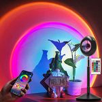 Sunset Lamp, Sunset Projector Lamp Sunset Light with App Control 16 Colors Brightness Adjustable Remote Control USB Charging Projection Night Light