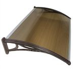 NVLODGE Corrugated Polycarbonate Awning Kit 48IN x 27IN Outdoor Window/Door Modern Canopy, Protection from Rain/Snow/UV/Sunlight, Tinted Brown Cover Top, Brown PVC Brackets, Pearl-Series