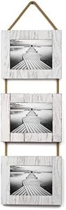 Barnyard Designs Rustic Picture Frames Collage Wall Decor - Farmhouse Frames for Three 12.5 x 17.5cm Photos – Rustic Wood Photo Frame Wall Décor for Family Photos and Memories (Whitewash)