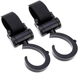 Safe-O-Kid® Metal Non-Slip Buggy/Pram Clips, Multi-Purpose Pram Stroller Hooks Clips for Trolley Bags Clothes Shopping Bags Universal Stroller Hook for Bag Holder, Black, Pack of 2