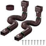 2-Pack Rain Gutter Downspout Extension: Drain Downspout Extender Flexible Extendable to 58"+68" Extension Pipes | Durable Rainwater Drainage Down Spout with Connector & 8PCS Screws (Brown)