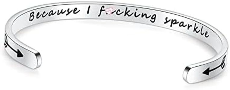 TONY & SANDY Inspirational Bracelets for Women Teen Girls Personalized Gifts for Daughter Granddaughter Mom Sister Friends Stainless Steel Engraved Cuff Birthday Graduation Christmas Gifts,