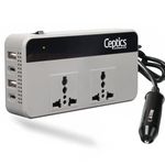 Ceptics 200W Car Laptop Charger/Power Inverter with 2 USB(3.1A Max) + 1 C Type(1 * 18W PD) Smart USB Charging Ports, 12V DC to 220V AC, 2X Universal AC Outlet, Grey, 18 Months Warranty