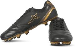 Vector X Blaze-2.0 Men's Firm Ground Soccer Cleats Football Shoes (9, Black-Gold)