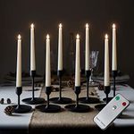 Lights4fun Set of 8 Ivory TruGlow® Taper Candles with Remote Battery LED Flameless Real Wax Timer