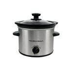 Hamilton Beach 1.8L Mighty Mini Slow Cooker, 90W Energy-Efficient Design, Removable Ceramic Bowl, 3 Heat Settings, Compact for 1-2 People, Easy Clean, Silver - HBSC020S