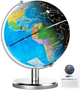 JOWHOL 8'' Illuminated World Globe with Constellation Night Light, Easy to Read HD Text Educational Earth Globe for Children with Heavy Stand, Student Kids Geography Gift