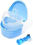 Y-Kelin Denture Cleaning Kit Denture Soap Case with Brush for Denture and Retainer (Blue Case + Brush)