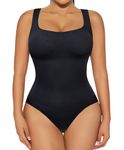 Gotoly Bodysuit for Women Seamless Tummy Control Shapewear Sleeveless Square Neck Tank Tops Slimming Body Shaper Butt Lifter, Black, XL