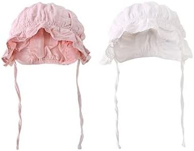 Royal Lace Flower Baby Girls Toddlers Eyelet Lace Breathable Cotton Bonnet Sun Hat 2 Pieces White and Pink