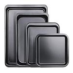 Beasea Baking Sheet Set of 4, Cookie Sheet Pan Nonstick Carbon Steel Non Toxic Sheet Pan Set Easy Clean Baking Tray Rimmed Baking Pan - Black