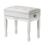 FILISITE Piano Bench with Padded Seat and Backrest, for Home or Office Use (White)
