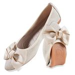 MACHSWON Womens Ballet Flats Sparkly Comfortable Casual Pointed Toe Bow-Knot Slip on Wedding Ballerina Dressy Flats Shoes Women(Gold-6, Size 8)