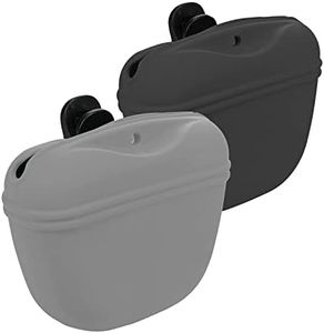 MGKSHADOW Dog Treat Pouch 2 Pack, Dog Treat Training Pouch, Silicone Pet Treat Bag BPA Free/Clip/Magnetic Dog Walk (Grey & Black)