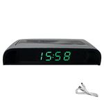 Car Solar Powered LCD Clock, Car Solar Powered LCD Clock with Time(12/24 Hours) + Date + Week + Temperature For Dash Multifunctional Digital Car Clock Solar Powered(Green)