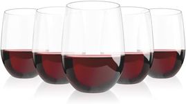 Lamosi 24 Pack Plastic Wine Glasses Disposable, 16 oz Stemless Wine Glasses for Party, Unbreakable Reusable Crystal Clear Wine Glasses, Shatterproof and BPA-Free