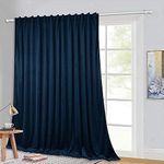 StangH Velvet Curtains Navy Blue - Room Darkening Sliding Door Curtains Theater Thermal Insulated Large Window Drapes for Living Room Dining Hotel Space Partition, W100 x L96, 1 Panel