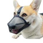 Dog Muzzle, Soft Mesh Covered Muzzles for Small Medium Large Dogs, Poisoned Bait Protection Muzzle with Adjustable Straps, Prevent Biting Chewing and Licking (Black, L)