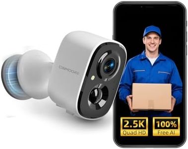 CINMOORE 2.5K Wireless Home Security Cameras Outdoor WiFi, Free AI Person Detection, 4MP Color Night Vision, Full Duplex 2-Way Audio, IP66 Waterproof Battery Powered, AWS Cloud