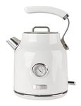 Haden Dorset 75073 Retro Stainless Steel Tea Kettle, 1500W Hot Water Kettle Electric Kettles for Boiling Water, 1.7L Ivory White Electric Tea Kettles Automatic Shut Off, Boil-Dry Protection Tea Pots