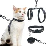 PAWCHIE Cat Harness with Leash and Collar Set - Escape Proof Adjustable Glow in The Dark Cat Harness for Kitty Outdoor Walking