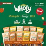 Wholy Wholegrain Fudgy Center Filled Cake | High Fibre | Moist & Delicious | Eggless | Trans Fat Free | Multigrain Nutritious Balanced Snack - 40g, 4 Pcs Chocolate, 4 Pcs Hazelut, 2 Pc Peanut Butter, 2 Pc Coffee (Pack Of 12)