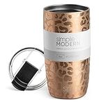 Simple Modern Travel Coffee Mug Tumbler with Flip Lid | Insulated Stainless Steel Iced Coffee Cup | Gifts for Women & Men | Voyager Collection | 16oz | Copper Leopard