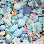 50 Pcs Slime Charms Easter Set DIY Craft Mixed Making Resin Jewery Making Kit, Resin Flatback Slime Beads Making Supplies for DIY Scrapbooking Crafts (Blue)