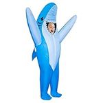 Inflatable Shark Costume Kids, Halloween Shark Inflatable Costumes Funny Blow up Costume for Boys Girls (Blue, 6-12 Yrs)