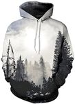 Imbry Unisex 3D Galaxy Printed Hoodies Pullover Hooded Sweatshirts (L/XL, Black Forset)