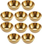 DOITOOL 10 Pack Stainless Steel Dip Bowls 3 Inch Sushi Dipping Bowl Sauce Dishes Round Seasoning Dishes Saucers Bowl Mini Appetizer Plate Saucer Plates (Golden)