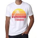 Men's Graphic T-Shirt Palm, Beach, Sunset in Thanos Eco-Friendly Limited Edition Short Sleeve Tee-Shirt Vintage Birthday Gift Novelty White L