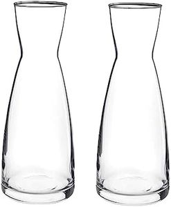 Bormioli Rocco Set Of 2 Ypsilon Carafe, 36.5 Oz. Star Glass Pitcher For Water, Juice, Ice Tea Or Wine, Made in Italy.