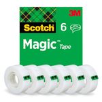 Scotch Magic Tape, 6 Rolls , 19 mm x 33 m - General Purpose Sticky Tape for Document Repair, Labelling & Sealing