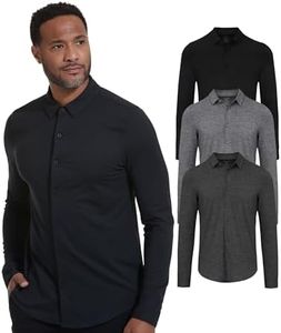 True Classic Men’s Long Sleeve Button Down Shirt - Casual Dress Shirts for Men, Comfortable Fit, Lightweight Performance Fabric, Quick-Dry, Stretchable, Breathable, Variety, S