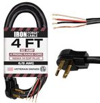 IRON FORGE CABLE 4 Prong Range Cord, 4 Foot - Heavy Duty 6/8 AWG 50 Amp Power Cable, NEMA 14-50P Outlet Extension Cord to 4 Wire for Stove and Oven U.S. Veteran Owned Business
