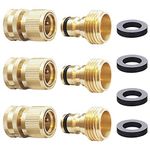 HQMPC Garden Hose Quick Connect Solid Brass Quick Connector Garden Hose Fitting Water Hose Connectors 3/4 inch GHT (3 SETS)