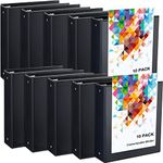 10 Packs 3 Inch Heavy Duty 3 Ring Binder 11.6" x 10.4" Presentation Folder View Binder with Pockets Black Binders, Ring Binders Round Ring Binder for School, Office, or Home Gifts Favors Supplies