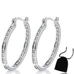 Hoop Earrings Diamond Hoop Earrings Rhinestone Round Earrings Crystal Hoop Earrings Loop Earrings for Women Cute Luxury Hoop Bling Earrings for Girls Women(With velvet bag）