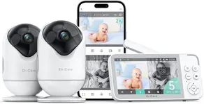 Dr.Care VistaView Smart WiFi Baby Monitor with 2 Cameras- 5” 1080P Split Screen & 2K Camera App Control, Cry & Motion Alerts, Night Vision, 5000mAh Battery, 2-Way Talk, Triple Security, 1279ft Range