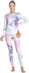 MANCYFIT Womens Thermal Tops Fleece Lined Shirt Long Sleeve Base Layer Striped Shirt Tie Dye Purple Small