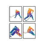 Summit Designs Hockey Watercolour Poster Set of 4 Unframed Wall Art