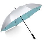 G4Free 54 Inch UV Protection Golf Umbrella UPF 50+ Large Sun Blocking Auto Open Windproof Rain Umbrellas (Silver/Lake Blue)