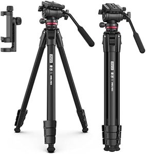 ULANZI MT-56 Ombra Video Travel Tripod, 63" Professional Camera Tripod with Fluid Pan-tilt Head, Aluminum DSLR Tripod Max Load 13.2 LB for Nikon Canon DSLR Camcorder, Phone Holder Included
