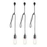 mirrea H Type Black Track Lighting Pendant with E26 Socket Cord Adjustable Pack of 3 (4 feet)