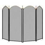 VIVOHOME 4 Panel Fireplace Screen Mesh Baby Safe Proof Fence Spark Guard Cover Ornate Wrought Iron Black Metal Fire Place Standing Gate