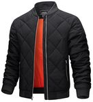 TACVASEN Bomber Jackets for Men Padded Casual Slim fit Hiking Thick Sports Jacket Black L