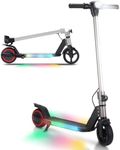 BIIST Silver 6.5“ Foldable Lightweight Electric Scooter for Kids, Front LED Lights and Multicolor Shining Pedal Lights; Electrics Scooter for Kids Age 6+, UL 2272 Certified