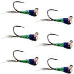 The Fly Fishing Place Tungsten Bead Gasolina Tactical Jig Czech Euro Nymph Spanish Barbless Nymphing Fly - 6 Flies Size 16