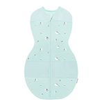 Happiest Baby Sleepea 5-Second Swaddle - 100% Organic Cotton Baby Swaddle Blanket - Doctor Designed Promotes Healthy Hip Development (Teal Planets, Small)